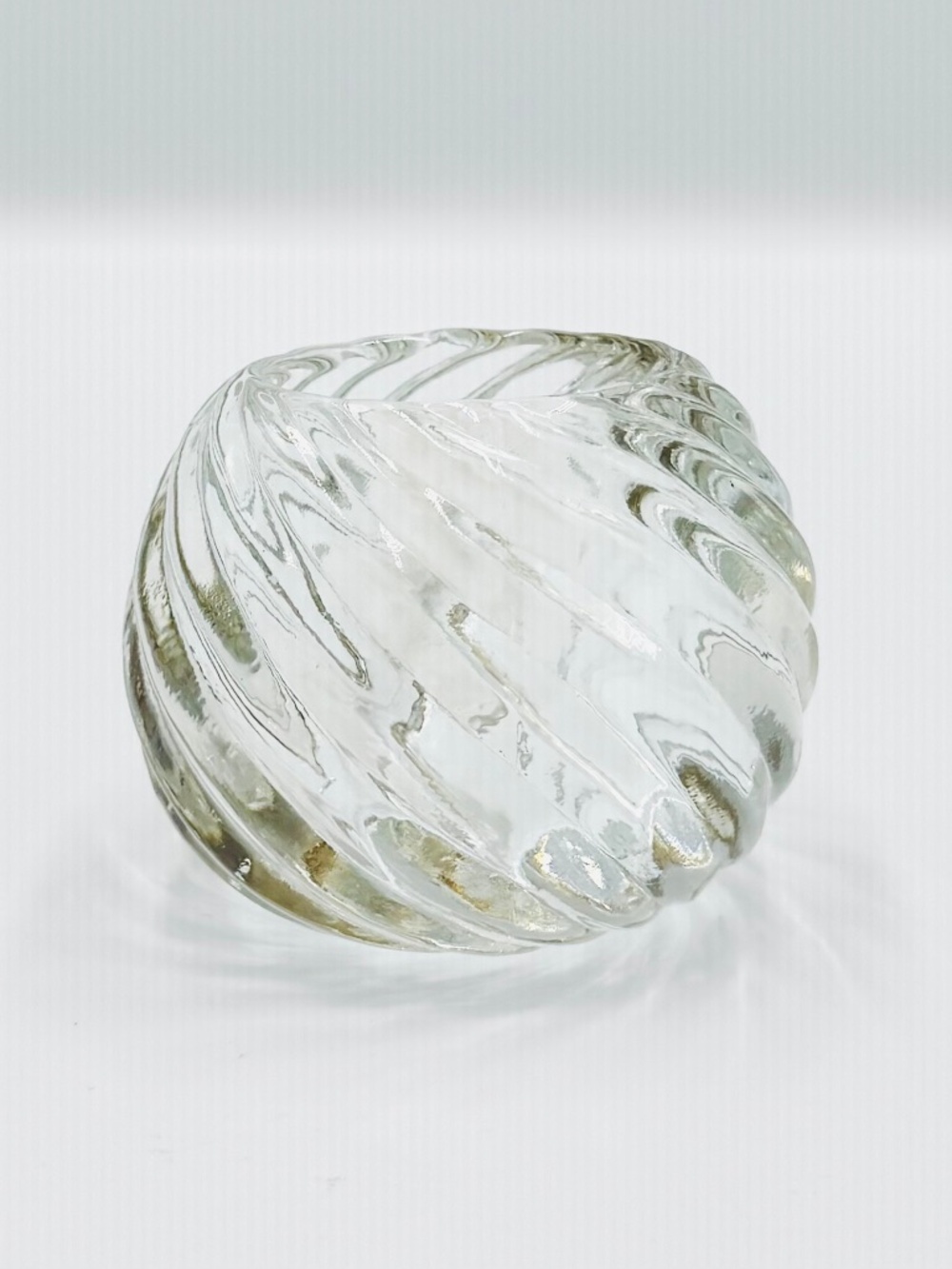 PartyLite Illusions Clear Glass Swirl Votive Candle Holder Heavy Beautiful PO463